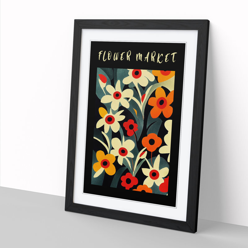 Flower Market Exhibition Design No.2 - Single Picture Frame Print on Wood, 64cm H x 46cm W x 2cm D