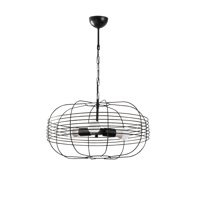 3 - Light Iron Dimmable Globe Chandelier