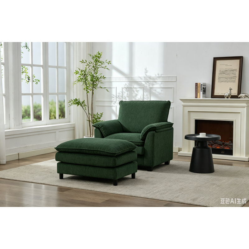 Fauteuil d'appoint surdimensionné avec repose-pieds, Blue