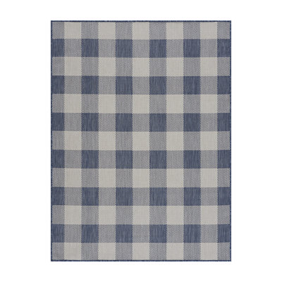 Tapis intérieur / extérieur noué à la main bleu / gris Lurean