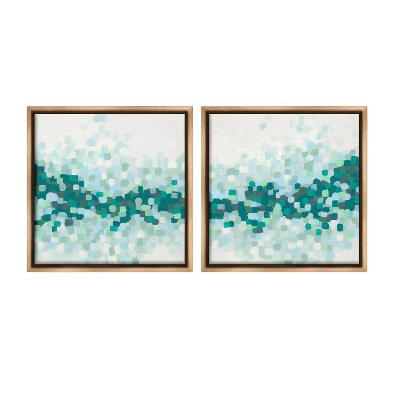 «Abstract Speckled Horizon» par June Erica Vess, 2 pièces sur toile, Cadre flottant orme Montalcino, H 25 po x l 25 po