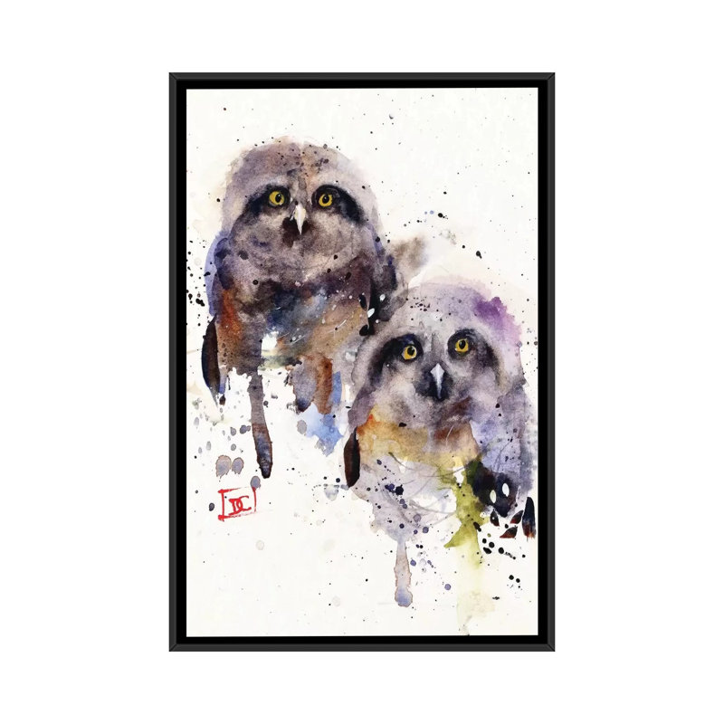 « owlets » par dean crouser,, reproduction d’impression sur toile tendue, H 26 po x l 18 po x P 1,5 po, Toile avec cadre noir
