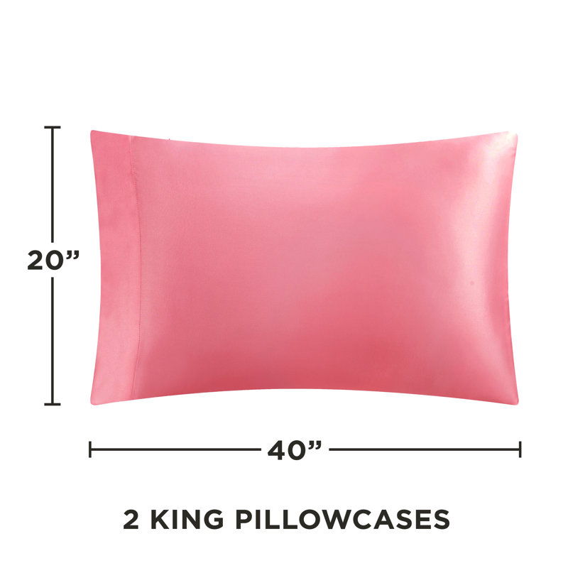 Juicy Couture Premium Silky Satin Sheet Sets, King Sheet Set with 2 Pillowcases, Rose Pink