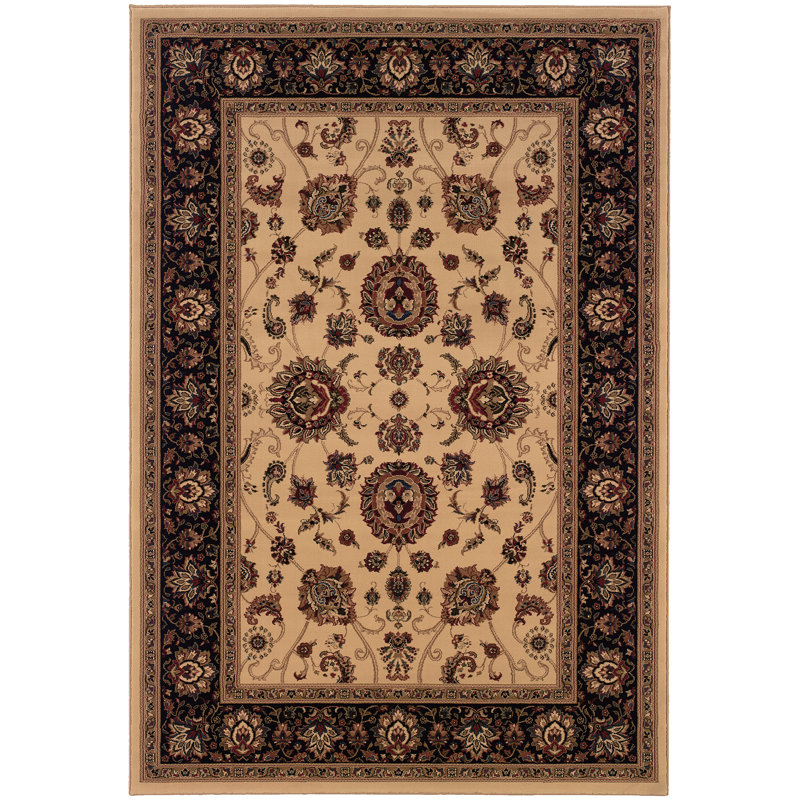 Tapis oriental ivoire / noir Shelburne, Rectangle 4 pi x 6 pi