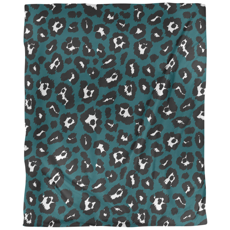Housse de couette simple à imprimé léopard, Vert foncé / noir / gris, Housse de couette simple TG, Polyester brossé