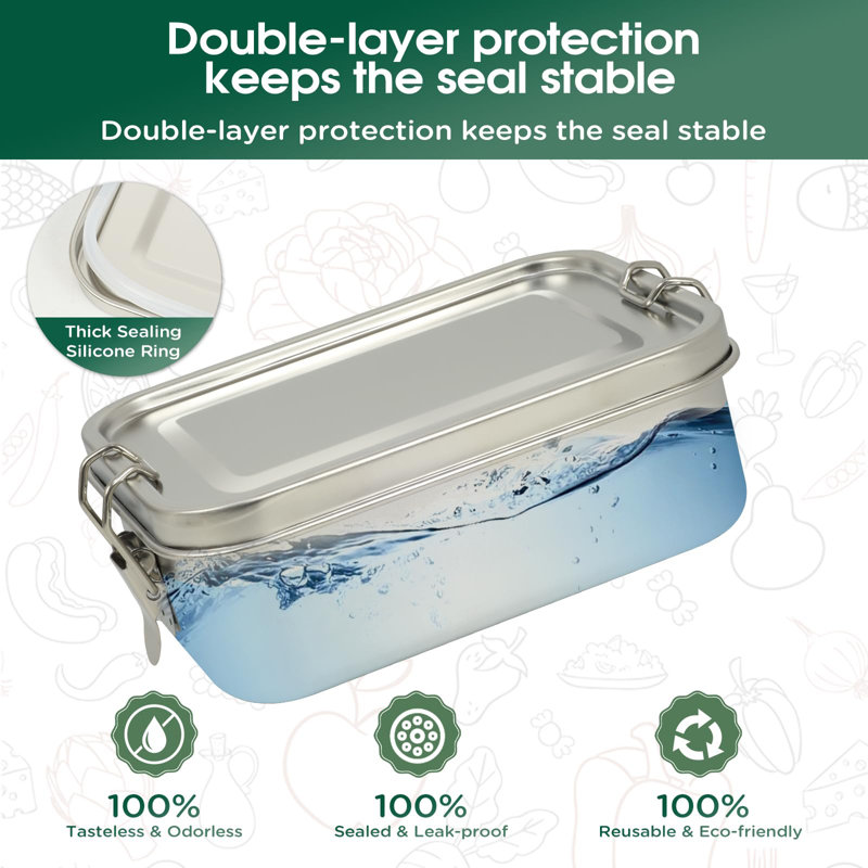 4-Piece 304 Stainless Steel Bento Box Set – 550ml Leak-Proof, Stackable Lunch Containers with Lids