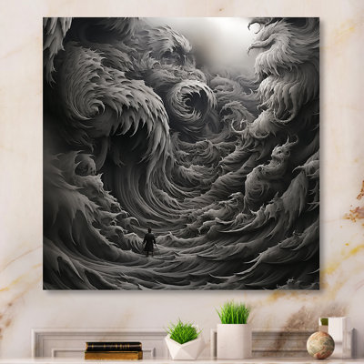 Man Solitude Storm I - Waves Metal Wall Art