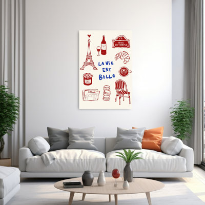 La Vie Est Belle Paris Romantic City Wall Art Print 1 Piece Wrapped Canvas Wall Art