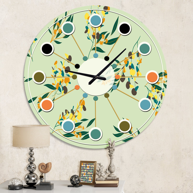 Horloge murale moderne Mid-Century Bright Eucalyptus, Moyenne
