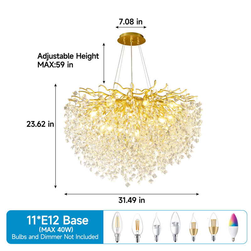 Lustre moderne 31 po , H 23,6 po x l 31 po x P 31 po, 11