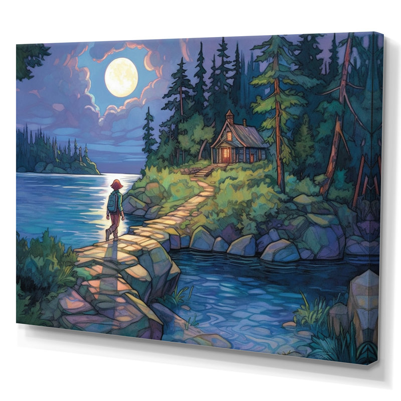 «Moonlit Stroll By The Sea», reproduction sur toile, H 34 po x l 44 po x P 1,5 po, Toile tendue