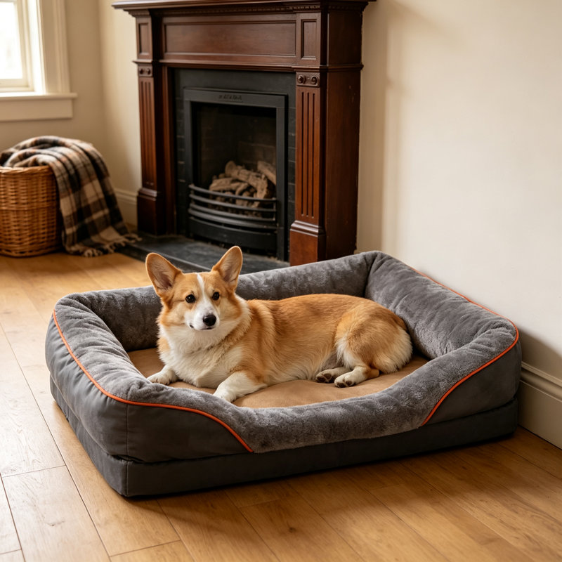 Orthopaedic Dog Bed Bolster Cushion, 25cm H x 83cm W x 57cm D