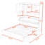 Lit plateforme double en bois avec 2 tiroirs et tête de lit avec rangement-784681150
