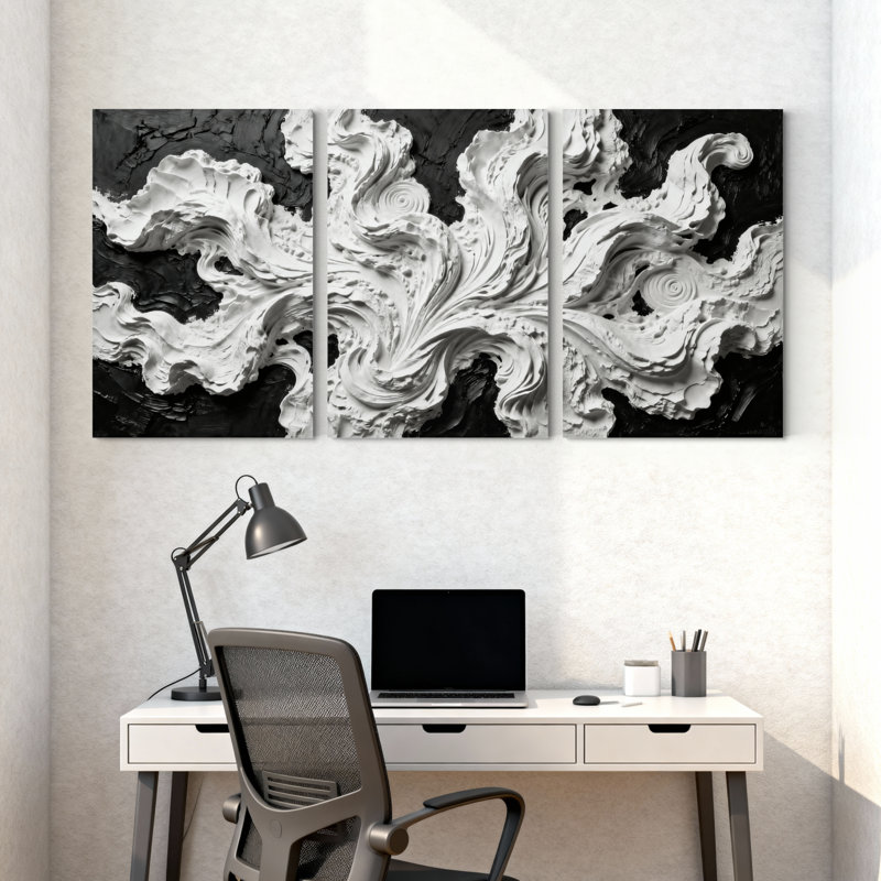 Sculpture abstraite abstraite sur fond, ensemble de 3 impressions sur toile, H 18 po x l 36 po