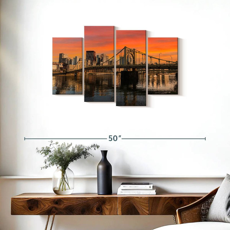Nicci Urban Pittsburgh, coucher de soleil sur l'horizon, H 22 po x l 36 po