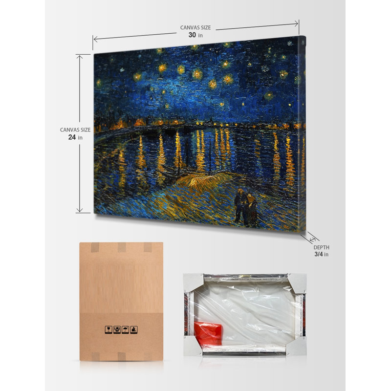 Décoration murale en toile pour salon, chambre à coucher Vincent Van Gogh, Toile tendue, H 24 po x l 30 po
