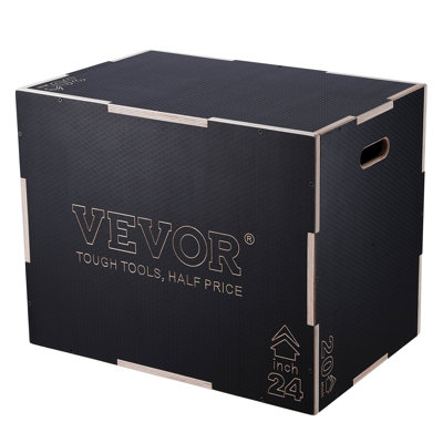 Boîte de saut plyométrique 3 en 1, boîte en bois de 30/24/20 pouces, plateforme et boîte d'agilité pour sauts, boîte antidérapante pour exercices de conditionnement physique à domicile, musculation et renforcement musculaire, noire