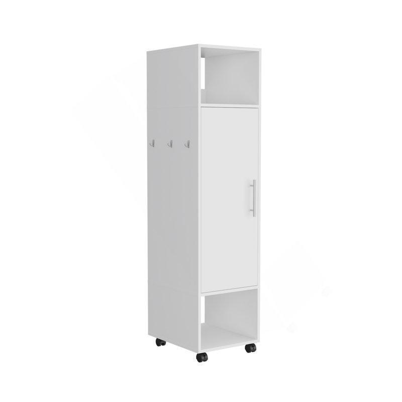 Armoire à une porte de 63 po avec miroir Cluster, Blanc