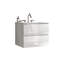 Meuble-lavabo moderne de 61 cm (24 po) blanc brillant - Lavabo en céramique, 3 trous pour robinet, espace de rangement suffisant, armoire murale à tiroirs silencieux, rangement abondant.