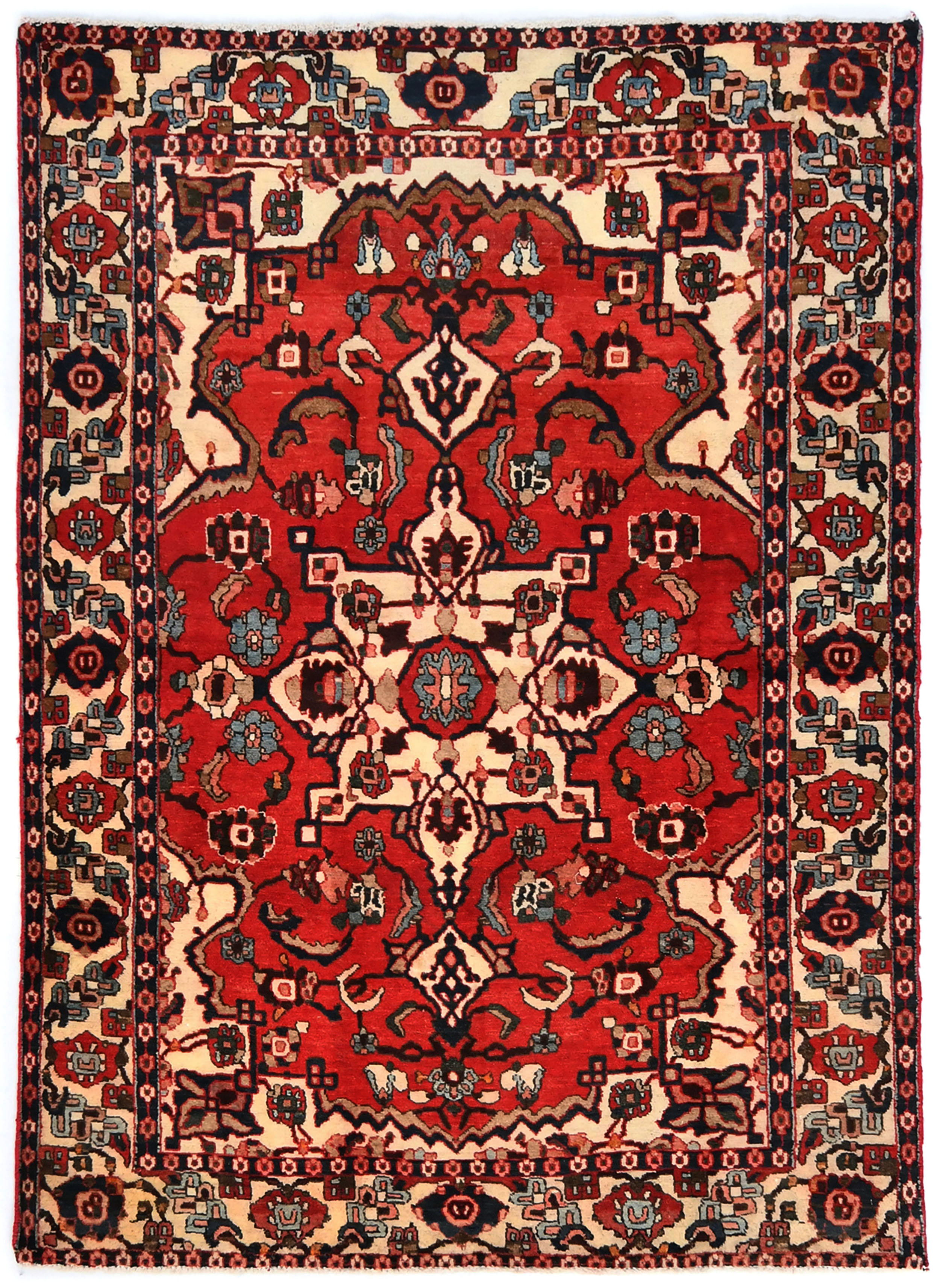 Red Rug Traditional Design Astoria Grand Vintage Red Tribal Design 4'8x6'4 Foyer Handmade Small ...