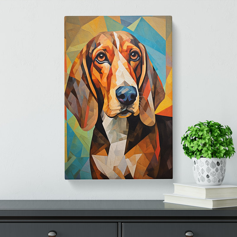 Basset Hound Cubism - No Frame Print, 60cm H x 40cm W x 3cm D