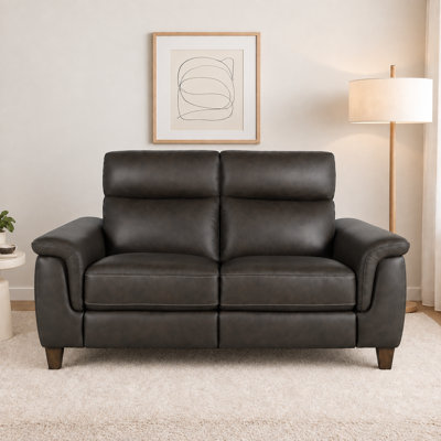 Top Grain Leather Triple Power Reclining Loveseat with Zero Gravity Built-In USB Ports