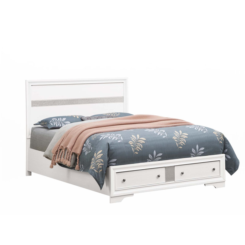 Bed Frame(Only Bed), White, Queen