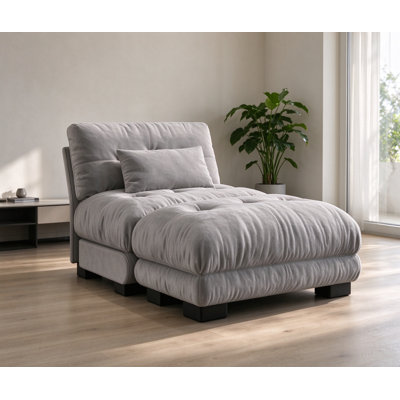 Armless Chaise Lounge，Cloud Chaise，Tufted Chaise Chair