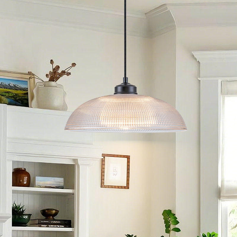 Luminaire suspendu moderne en verre 1 lumière, H 6,1 po x l 13,78 po x P 13,78 po