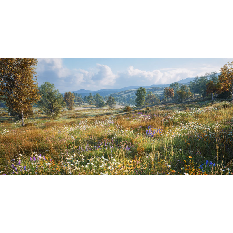 Art mural sur toile Hills of Bloom, H 20 po x l 40 po