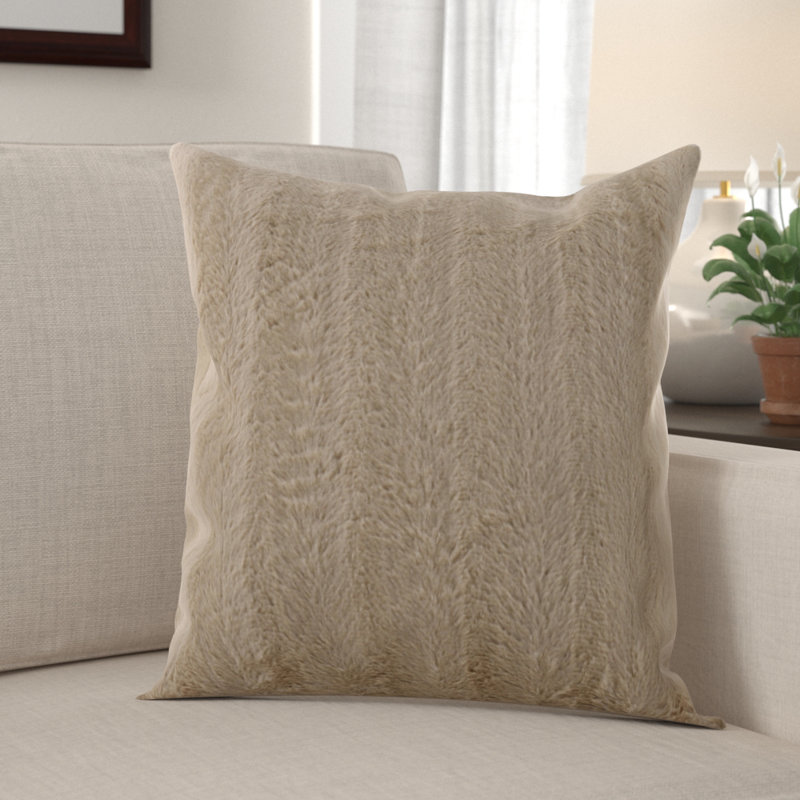 Gray Faux Fur and Microplush 20" x 20" Throw Pillows Set