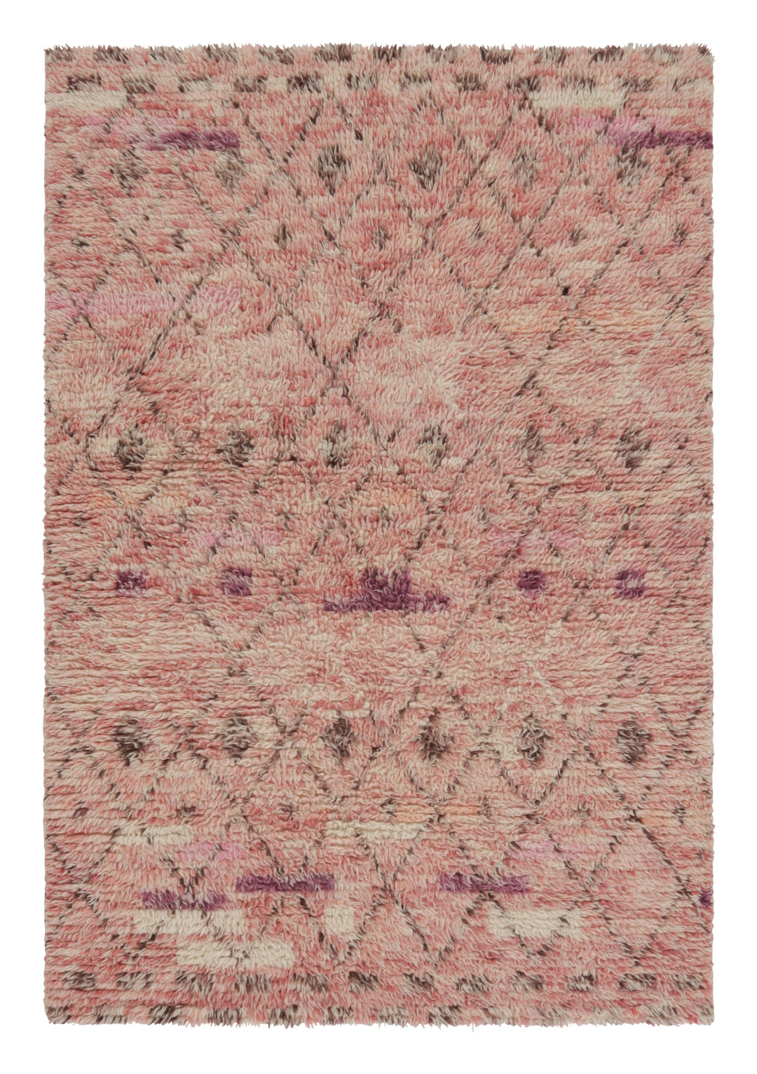Rug & Kilim Vintage Swedish Rya Rug, Light Pink Scandinavian Diamond ...