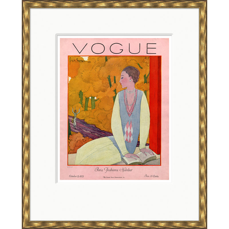 Couverture Vogue, Paris Fashions, Georges Lepape, 15 octobre 1925, Doré