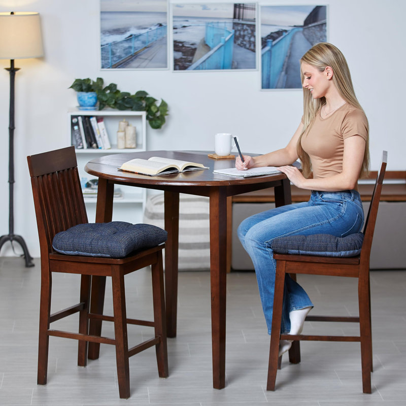 Coussins de siège larges antidérapants Lukaj 17 po x 17 po, ensemble de 2, Bleu marine