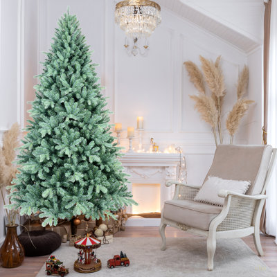 6 pi - Arbre de Noël teinté en PE / PVC - 1390 pointes, branches articulées, aspect naturel, support en métal stable, décoration des Fêtes facile à assembler