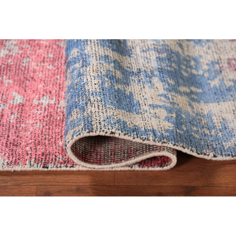 Tapis rose abstrait contemporain 5 x 7