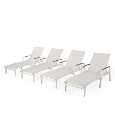 Yasmina Outdoor Metal Chaise Lounge Set