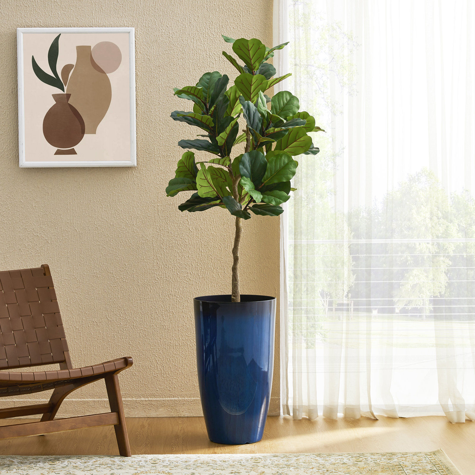 15" Pot Planter, Gradient Cobalt Blue, 23.5"H X 13.75" W X 13.75"D