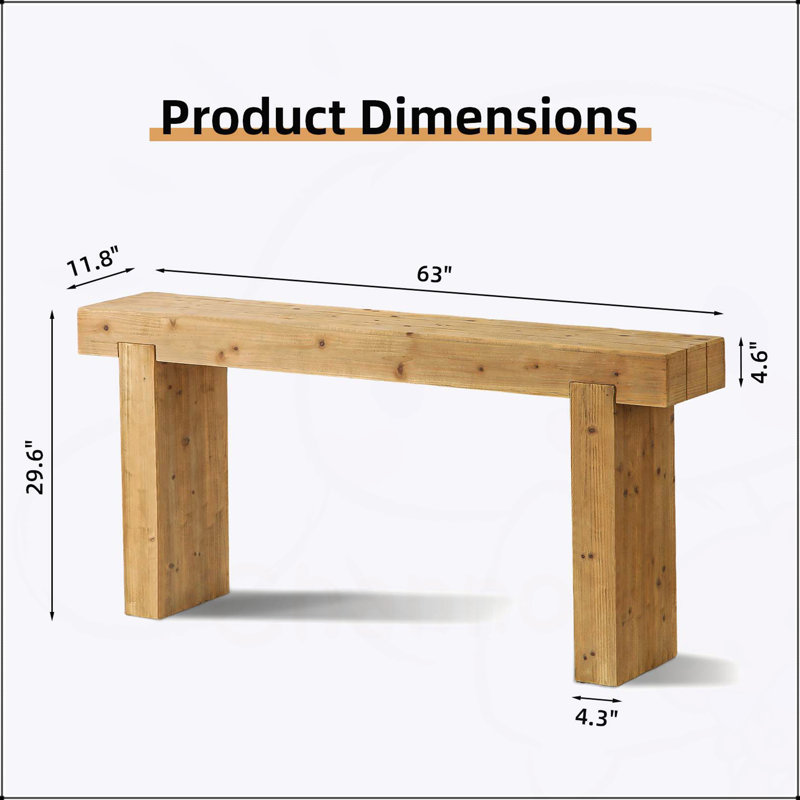 63 Inch Solid Wood Console Table with Rustic Farmhouse Design for Entryways and Hallways, Narrow and Elegant