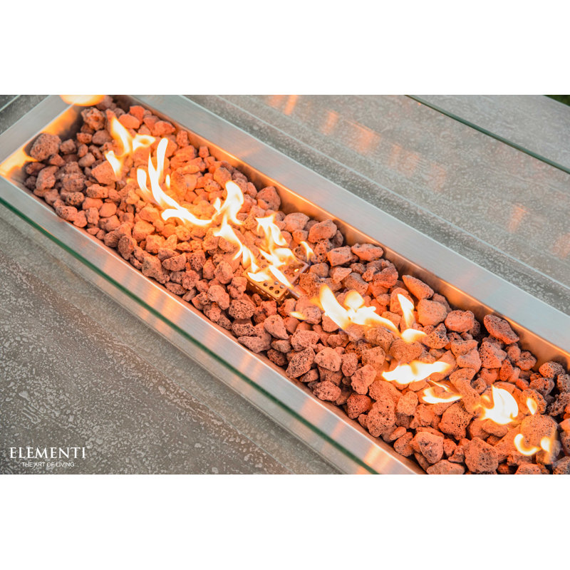Hampton / Granville Outdoor Concrete Fire Pit 45,000 BTU - Includes Lava Rocks & PVC Cover, Light Gray, Propane