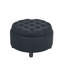 Pouf de rangement rond capitonné en bouclette noire avec compartiment de rangement, siège capitonné et plateau en MDF imperméable intégré au couvercle