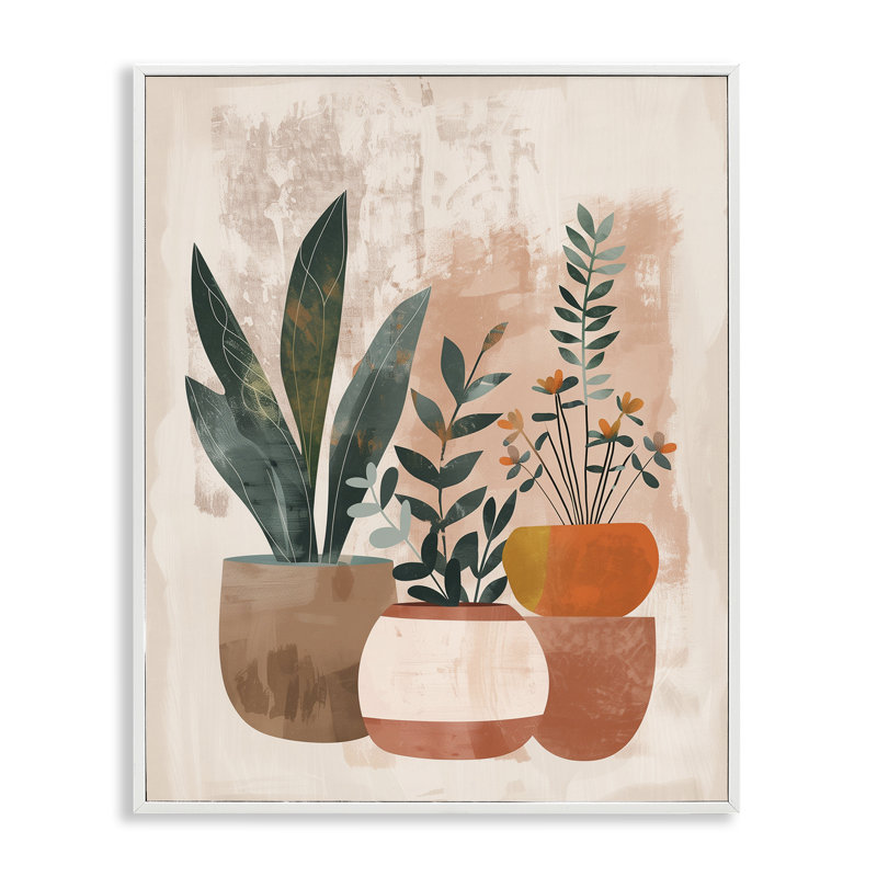 «Earthy Boho Pots Plants», estampe numérique, design par LSR Creative Studio, H 30 po x l 24 po