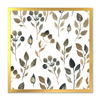" Simple Brown Leaves On White " Painting Print