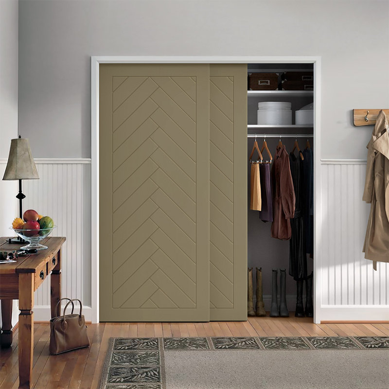 Portes de placard coulissantes à panneaux, Vert olive, 60 po x 96 po