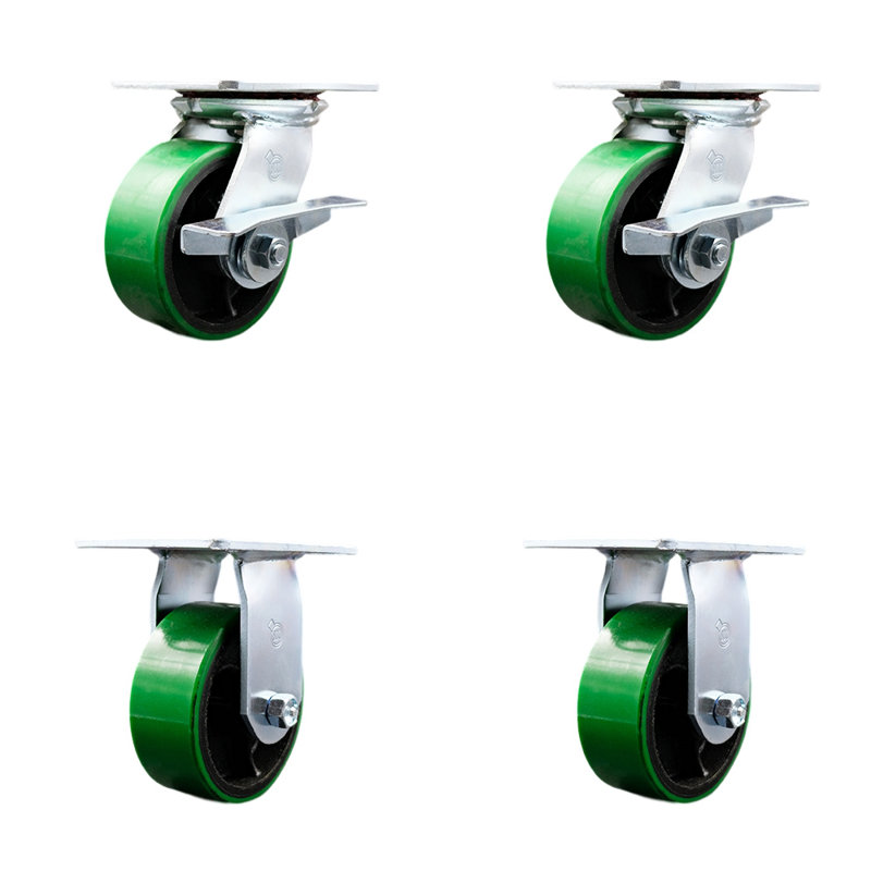 Poly on Cast Iron Caster, Green