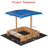 Wooden Sandbox With 2 Plastic Boxes, Outdoor Sand Box With Bottom Liner, Adjustable Height & Rotatable Canopy, Anti-Collision Design