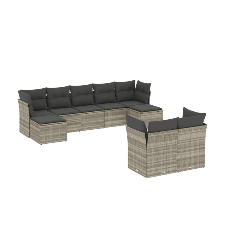  Ensemble de canapé de patio en rotin de polyester gris clair, acier thermolaqué, polyester