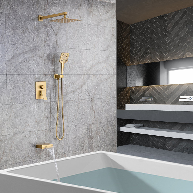 All-In-One Kit with Rough in-Valve, Brushed Gold