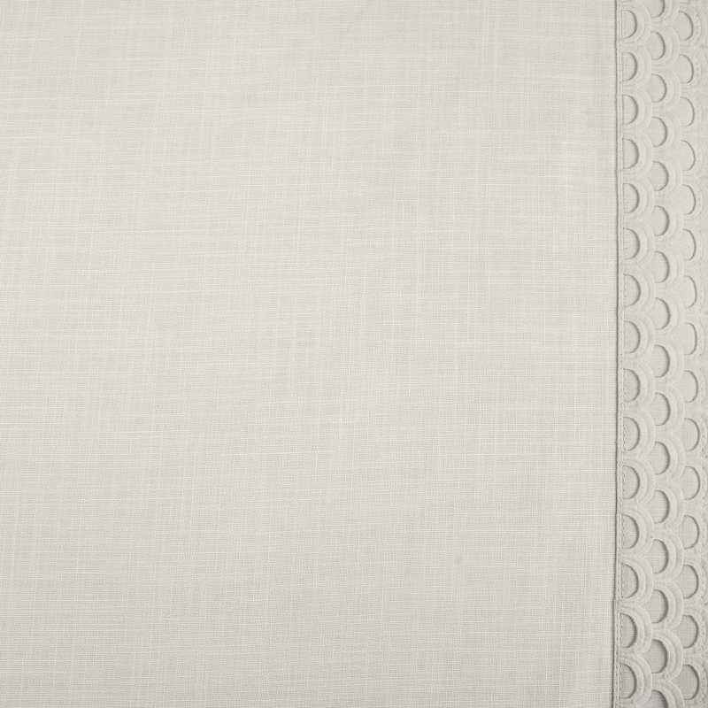 100% Cotton Semi Sheer Curtain Single Panel, 50" W x 96" L, Scalloped White