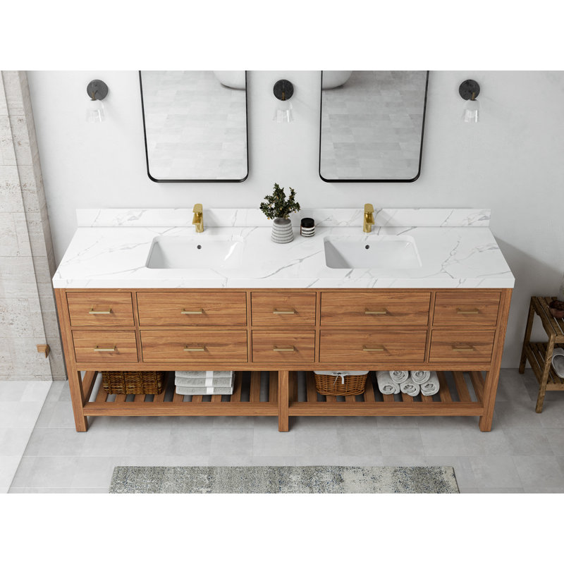 Ensemble de meuble-lavabo double 84 po Parker, Blanc pur